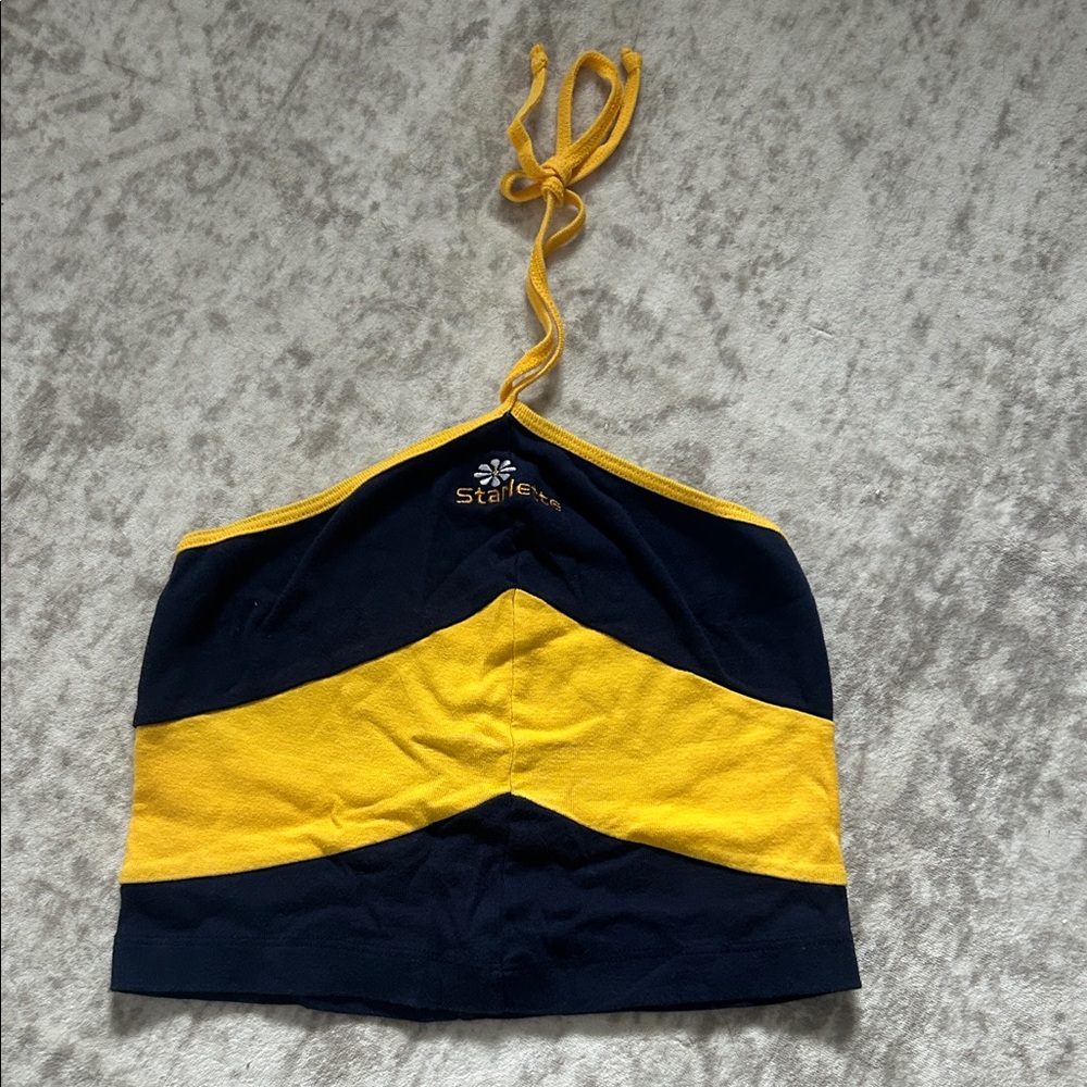 Stella Blue and Yellow Halter Crop Top